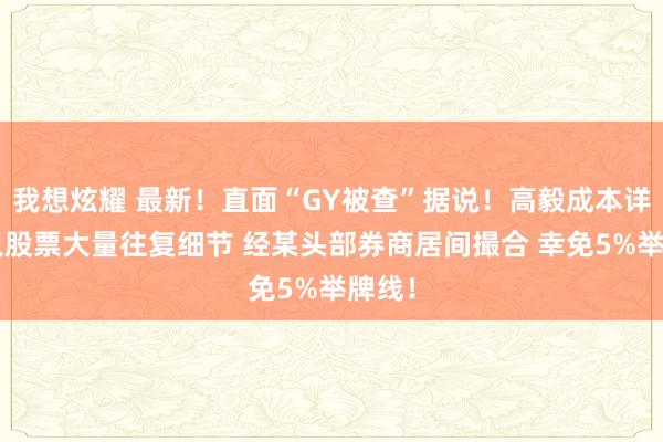 我想炫耀 最新！直面“GY被查”据说！高毅成本详解2只股票大量往复细节 经某头部券商居间撮合 幸免5%举牌线！
