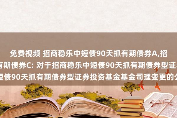 免费视频 招商稳乐中短债90天抓有期债券A,招商稳乐中短债90天抓有期债券C: 对于招商稳乐中短债90天抓有期债券型证券投资基金基金司理变更的公告
