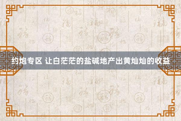 约炮专区 让白茫茫的盐碱地产出黄灿灿的收益