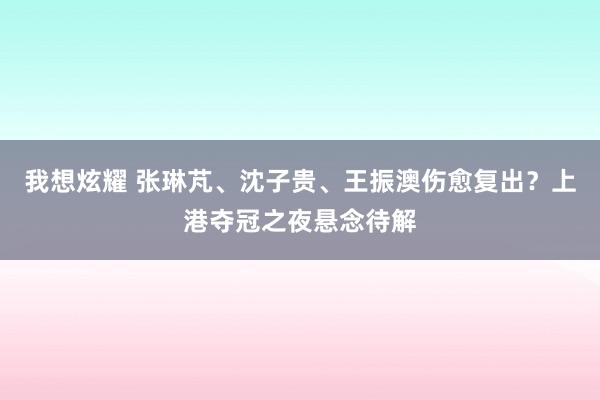 我想炫耀 张琳芃、沈子贵、王振澳伤愈复出？上港夺冠之夜悬念待解