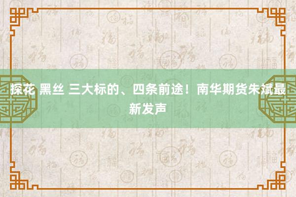 探花 黑丝 三大标的、四条前途！南华期货朱斌最新发声