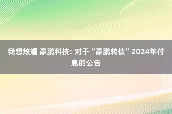 我想炫耀 豪鹏科技: 对于“豪鹏转债”2024年付息的公告