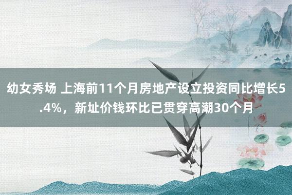 幼女秀场 上海前11个月房地产设立投资同比增长5.4%，新址价钱环比已贯穿高潮30个月