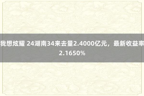 我想炫耀 24湖南34来去量2.4000亿元，最新收益率2.1650%