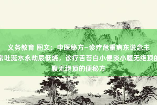 义务教育 图文：中医秘方—诊疗危重病东说念主出现常常吐涎水永劫辰低烧，诊疗舌苔白小便淡小腹无绝顶的便秘方