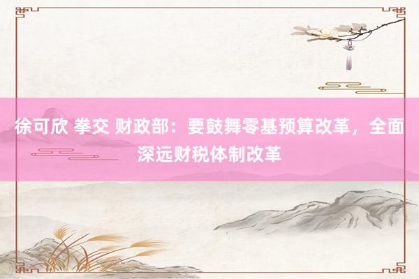 徐可欣 拳交 财政部：要鼓舞零基预算改革，全面深远财税体制改革