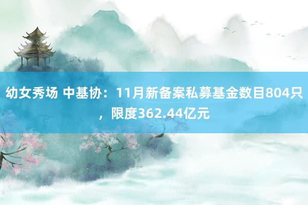 幼女秀场 中基协：11月新备案私募基金数目804只，限度362.44亿元