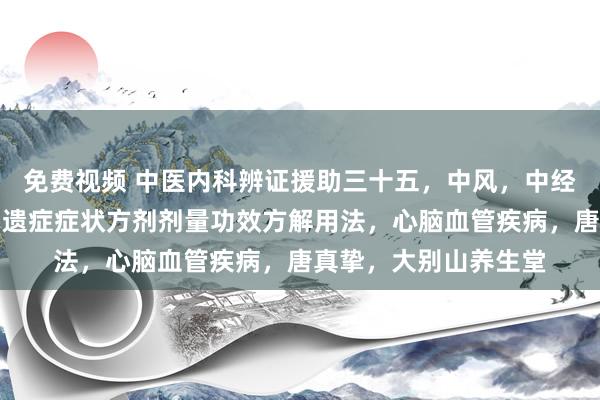 免费视频 中医内科辨证援助三十五，中风，中经络，中脏腑，中风后遗症症状方剂剂量功效方解用法，心脑血管疾病，唐真挚，大别山养生堂