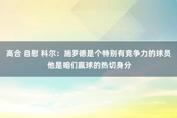 高合 自慰 科尔：施罗德是个特别有竞争力的球员 他是咱们赢球的热切身分