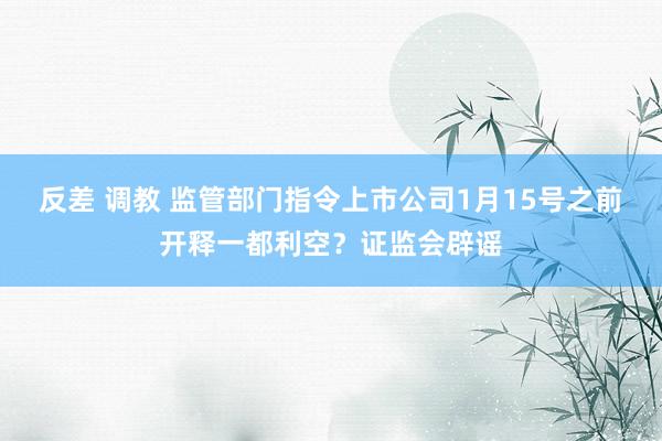 反差 调教 监管部门指令上市公司1月15号之前开释一都利空？证监会辟谣