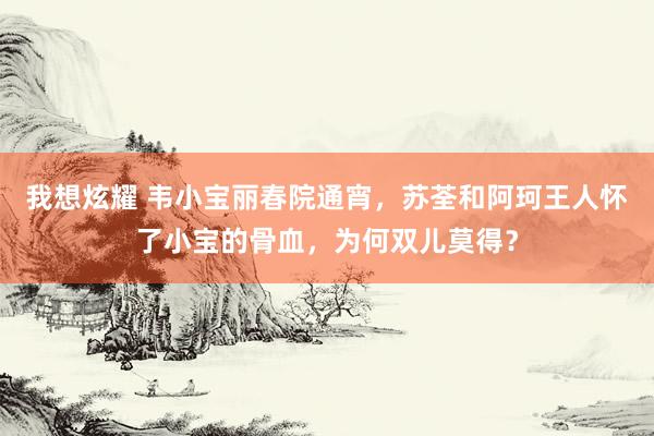 我想炫耀 韦小宝丽春院通宵，苏荃和阿珂王人怀了小宝的骨血，为何双儿莫得？
