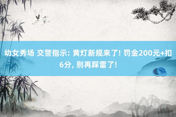 幼女秀场 交警指示: 黄灯新规来了! 罚金200元+扣6分， 别再踩雷了!