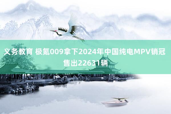 义务教育 极氪009拿下2024年中国纯电MPV销冠 售出22631辆