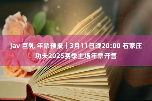 jav 巨乳 年票预报｜3月11日晚20:00 石家庄功夫2025赛季主场年票开售