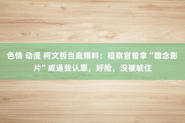 色情 动漫 柯文哲当庭爆料：稽察官曾拿“瞻念影片”威逼我认罪，好险，没被唬住