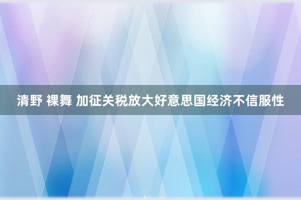 清野 裸舞 加征关税放大好意思国经济不信服性