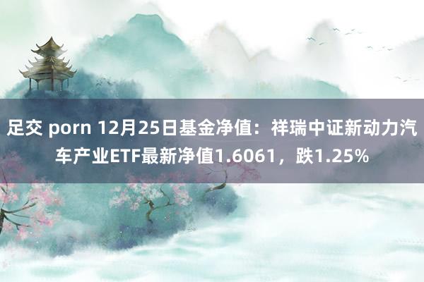 足交 porn 12月25日基金净值：祥瑞中证新动力汽车产业ETF最新净值1.6061，跌1.25%