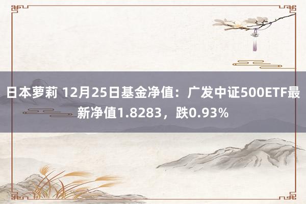 日本萝莉 12月25日基金净值：广发中证500ETF最新净值1.8283，跌0.93%