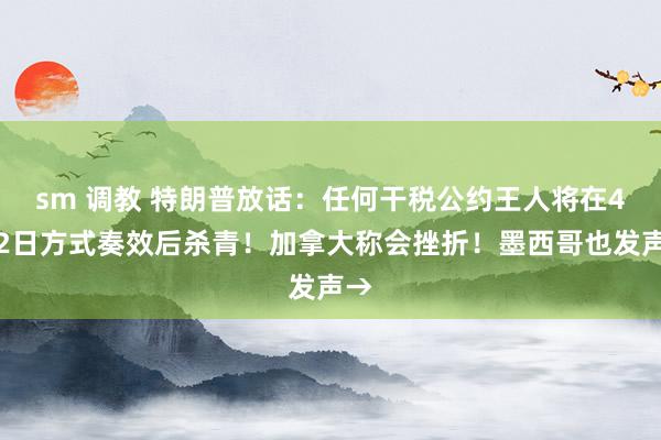 sm 调教 特朗普放话：任何干税公约王人将在4月2日方式奏效后杀青！加拿大称会挫折！墨西哥也发声→