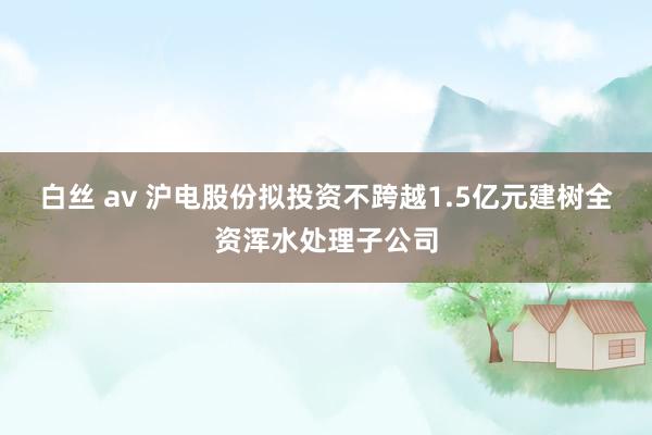 白丝 av 沪电股份拟投资不跨越1.5亿元建树全资浑水处理子公司