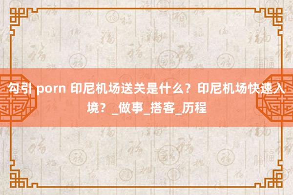 勾引 porn 印尼机场送关是什么？印尼机场快速入境？_做事_搭客_历程