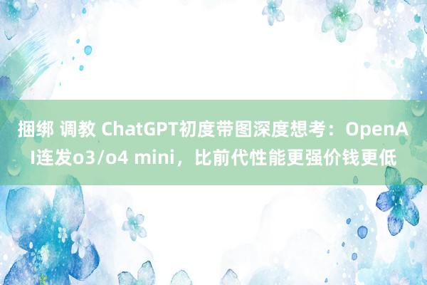 捆绑 调教 ChatGPT初度带图深度想考：OpenAI连发o3/o4 mini，比前代性能更强价钱更低