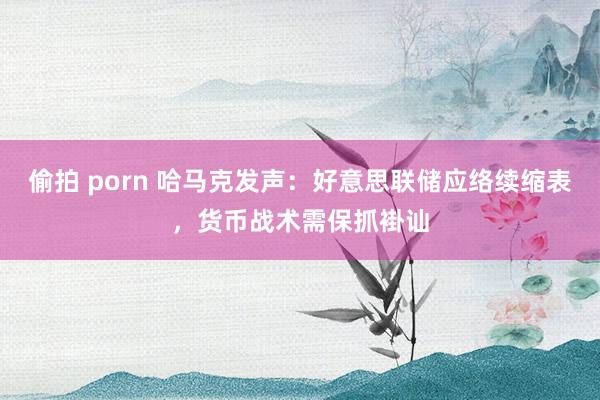 偷拍 porn 哈马克发声：好意思联储应络续缩表，货币战术需保抓褂讪